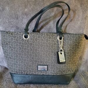 GUESS Monogram Black and Gray Tote